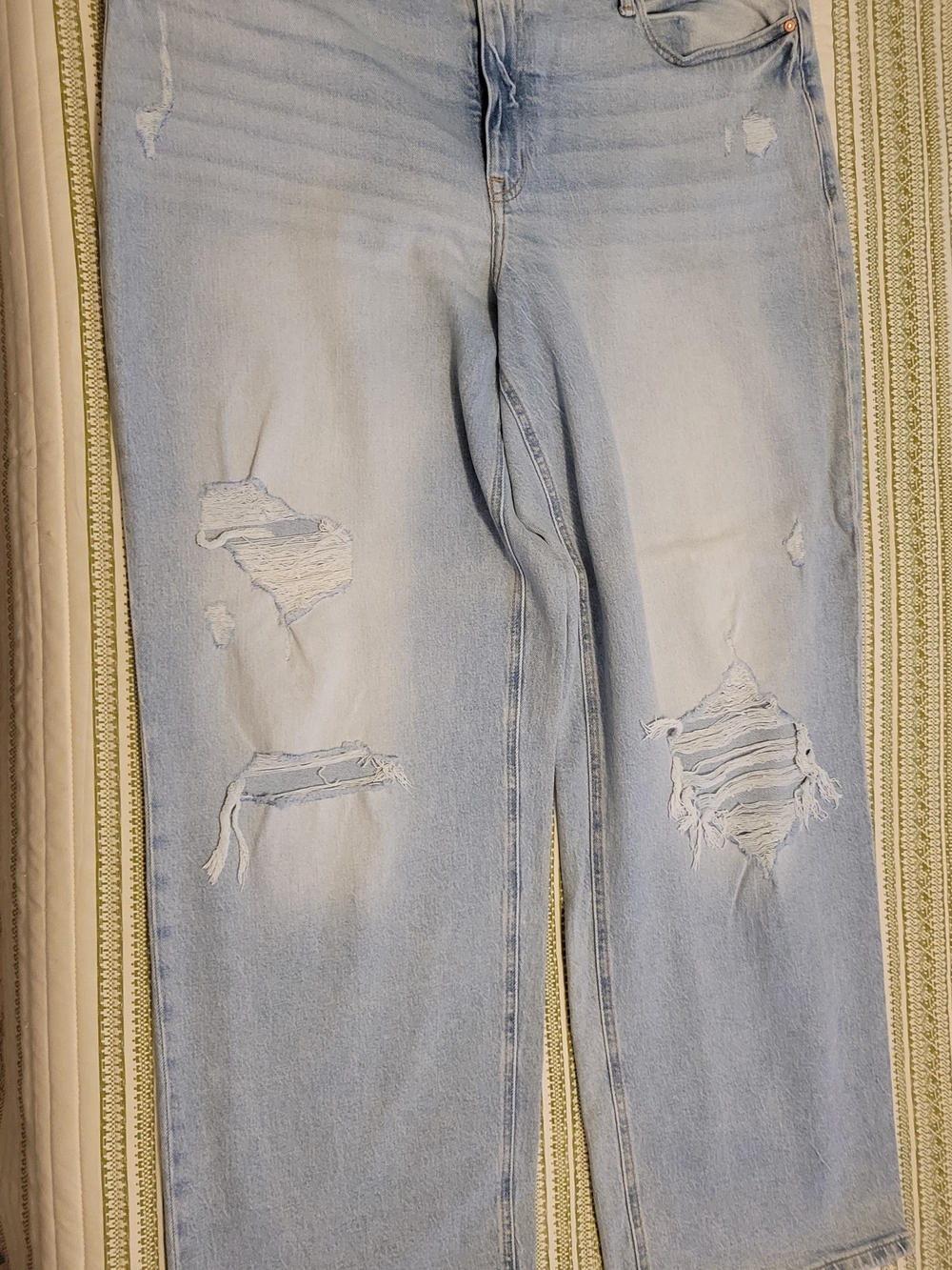 Maurices Edgely High Rise Light Blue Distressed Wide Leg Jeans